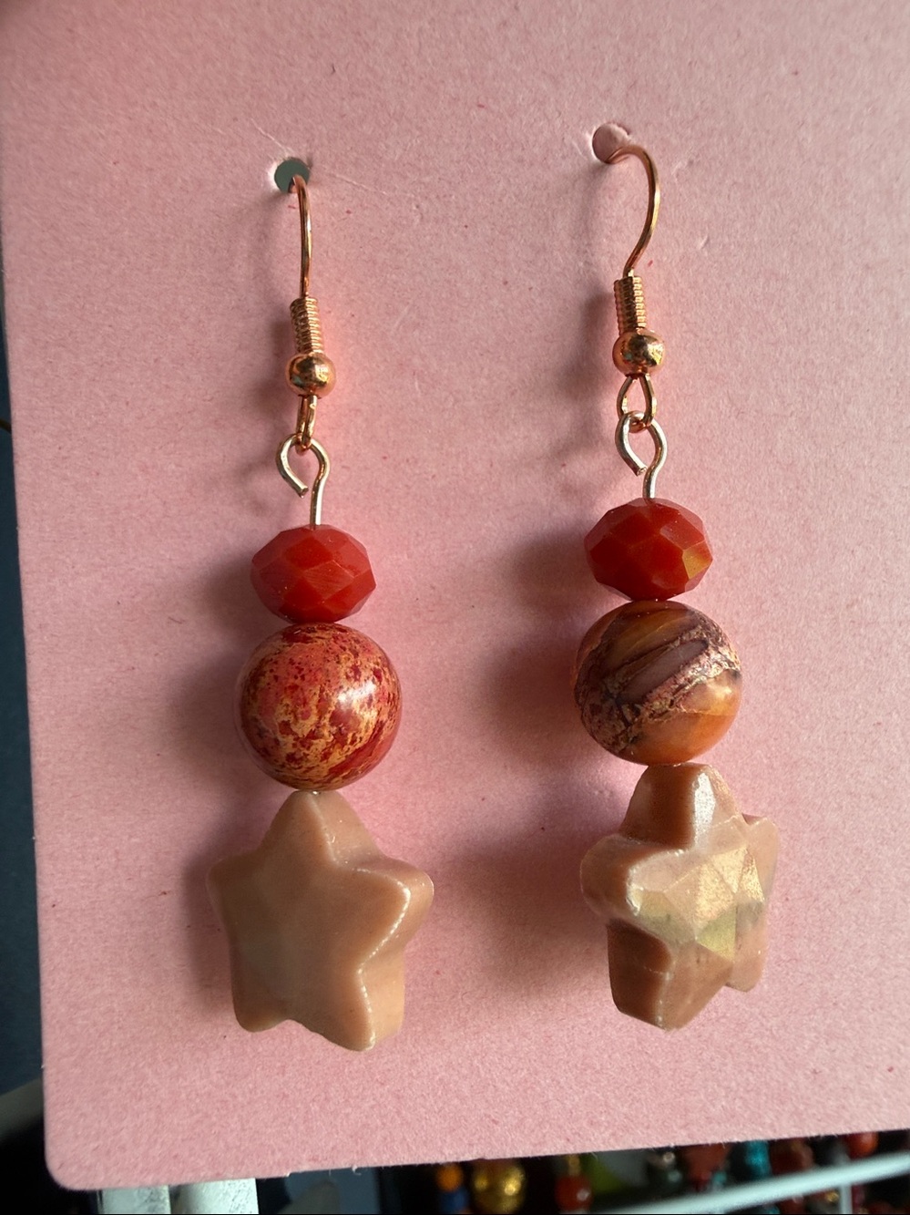 Star Earrings Stone & Coral BOGO